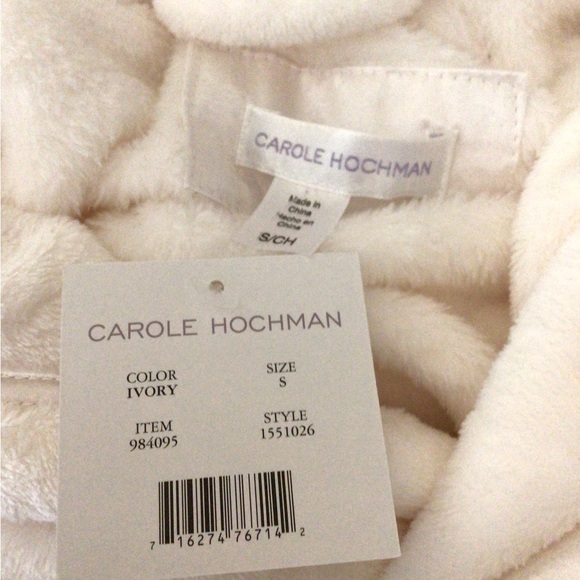 NWT Carol Hochman Plush Robe Ivory Fleece Pocket S Luxury Cozy Warm Classic Soft - Picture 5 of 6
